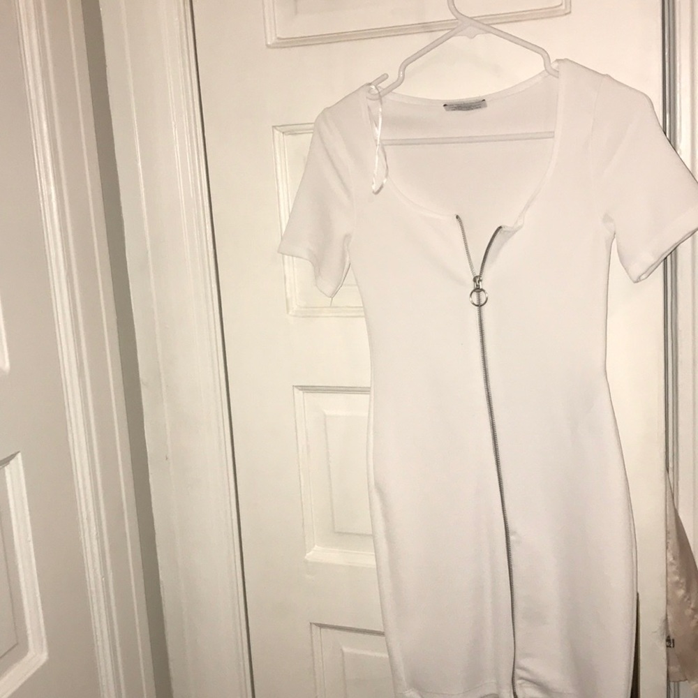 Zara white zip up dress